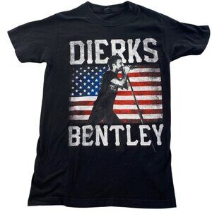 Dierks Bentley Black Concert T-Shirt American Flag Graphic & Tour Dates Small